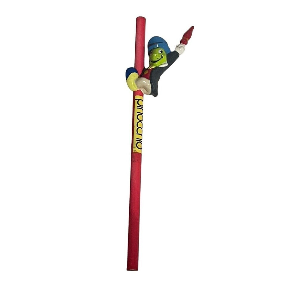 Vintage Disney PINOCCHIO JIMINY CRICKET Pencil with Topper Figure Applause